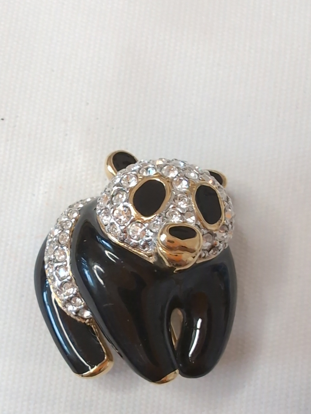 Attwood And SawyerGold-Tone Black Panda Crystal Brooch -